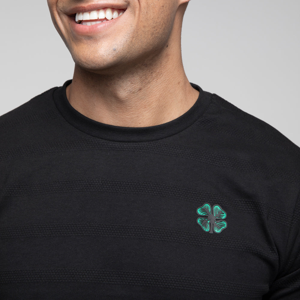 Celtic Clover Hooped Textured T-Shirt