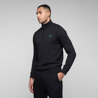 Celtic Clover Black Knit Quarter Zip