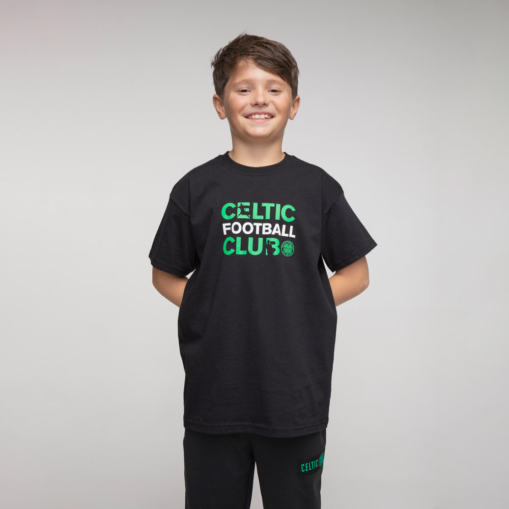 Celtic Football Club Junior Text Black T-Shirt