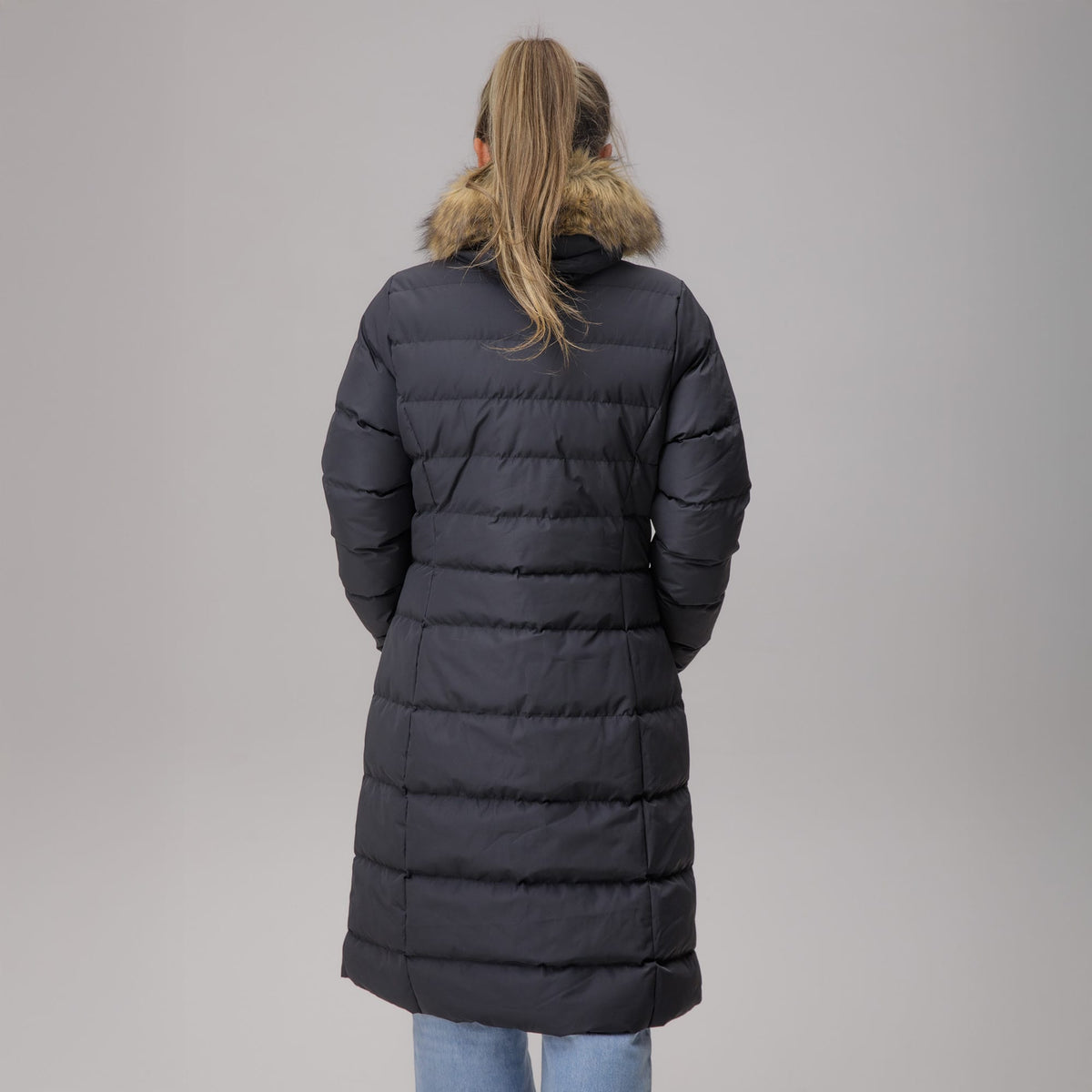 Celtic Ladies Long Padded Black Jacket
