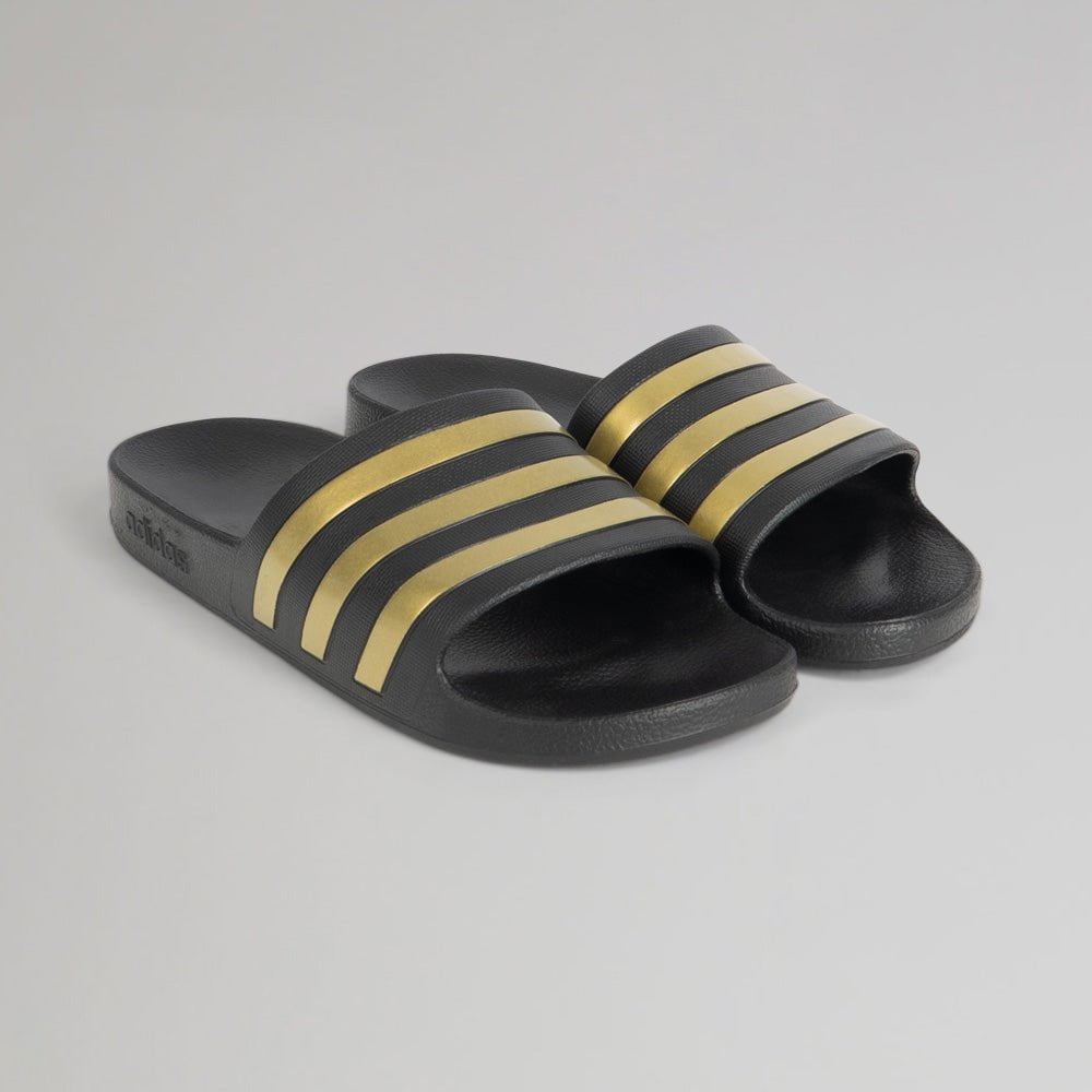 adidas Black and Gold Sliders