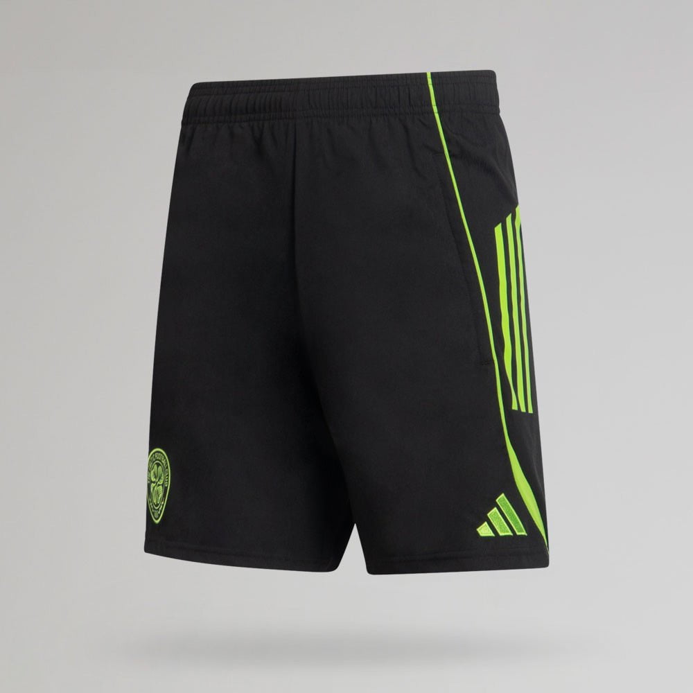 adidas Celtic 2025/26 Black and Neon Green Downtime Shorts