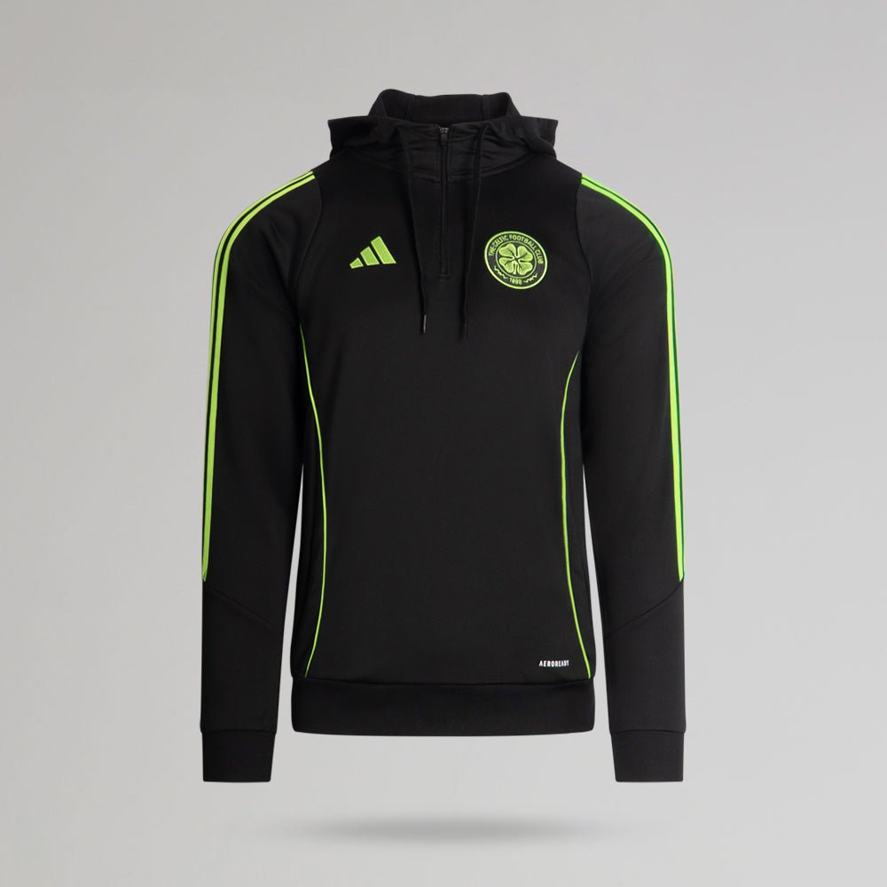 adidas Celtic 2025/26 Black and Neon Green Training Hoodie