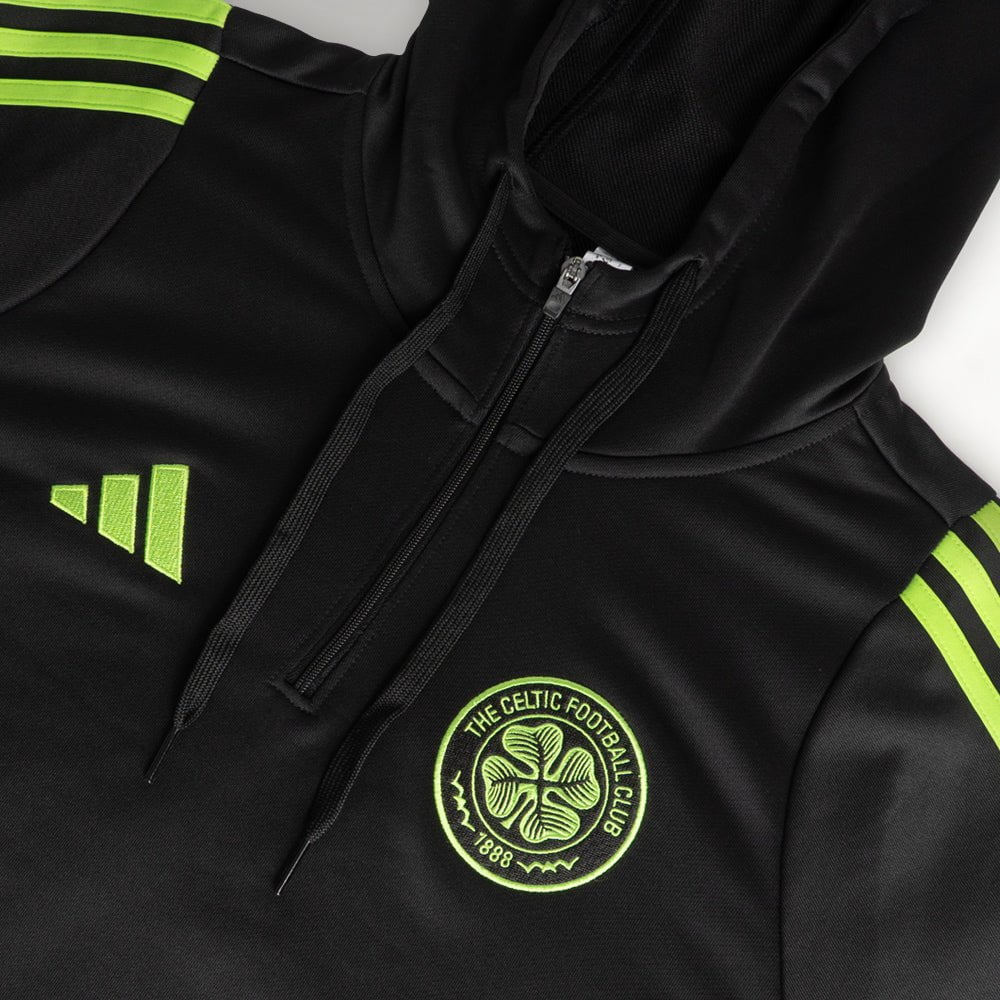 adidas Celtic 2025/26 Black and Neon Green Training Hoodie