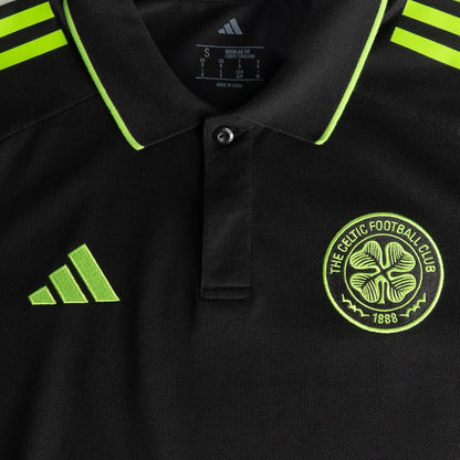 adidas Celtic 2025/26 Black and Neon Green Training Polo Shirt
