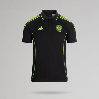 adidas Celtic 2025/26 Black and Neon Green Training Polo Shirt
