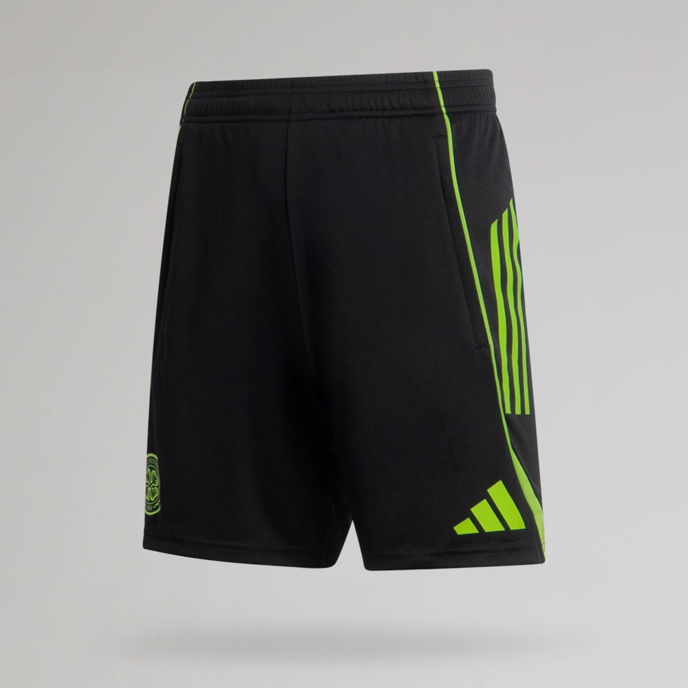 adidas Celtic 2025/26 Black and Neon Green Training Shorts