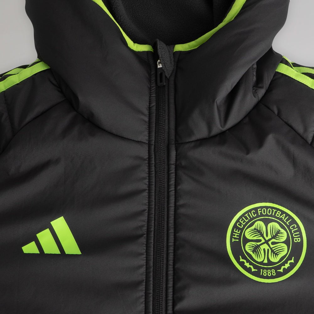 adidas Celtic 2025/26 Black and Neon Green Winter Jacket