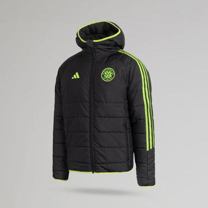 adidas Celtic 2025/26 Black and Neon Green Winter Jacket