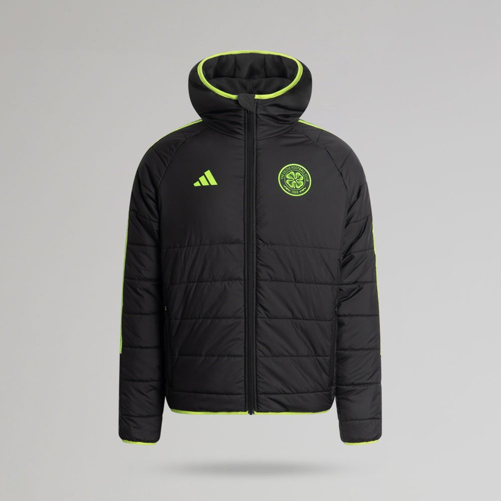 adidas Celtic 2025/26 Black and Neon Green Winter Jacket