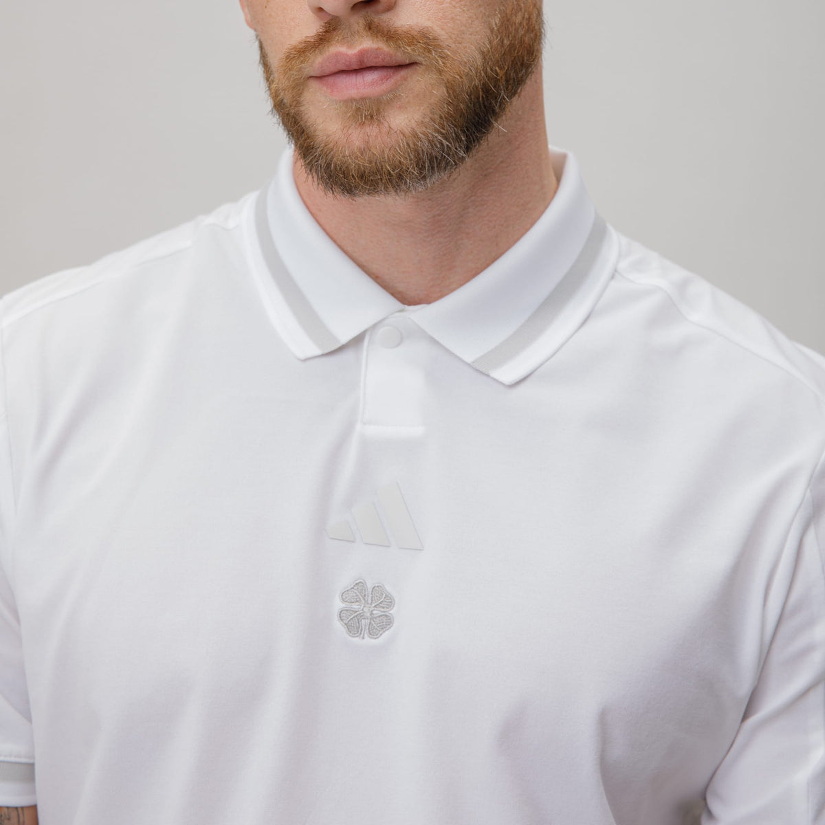 adidas Celtic Golf Beyond The Course Vent Twistknit White Polo Shirt