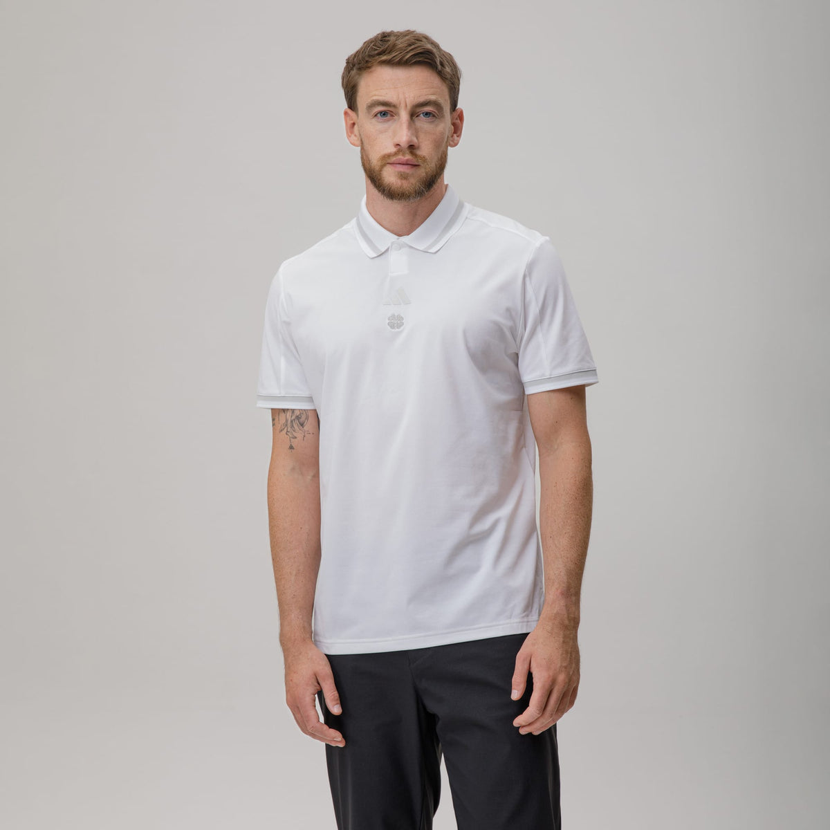 adidas Celtic Golf Beyond The Course Vent Twistknit White Polo Shirt