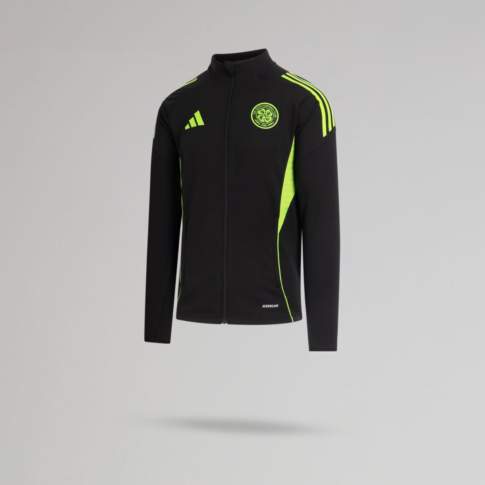 adidas Celtic Junior 2025/26 Black and Neon Green Track Jacket