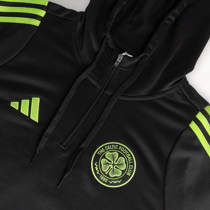 adidas Celtic Junior 2025/26 Black and Neon Green Training Hoodie