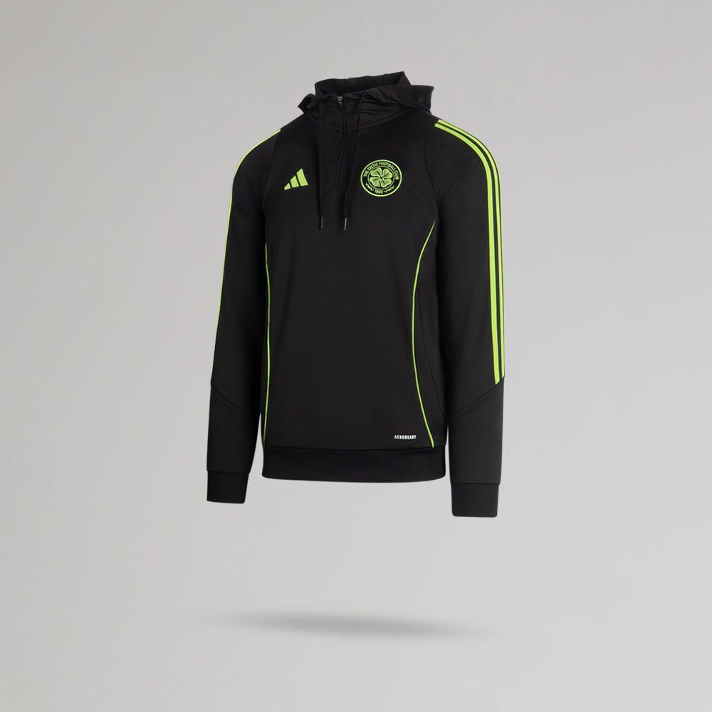 adidas Celtic Junior 2025/26 Black and Neon Green Training Hoodie