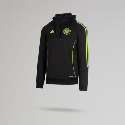 adidas Celtic Junior 2025/26 Black and Neon Green Training Hoodie