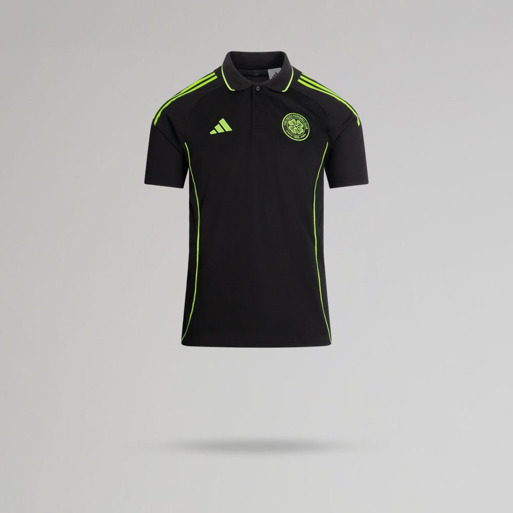 adidas Celtic Junior 2025/26 Black and Neon Green Training Polo Shirt
