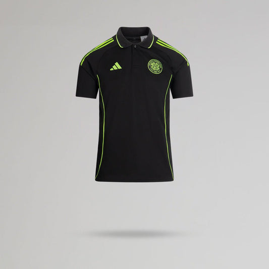 adidas Celtic Junior 2025/26 Black and Neon Green Training Polo Shirt
