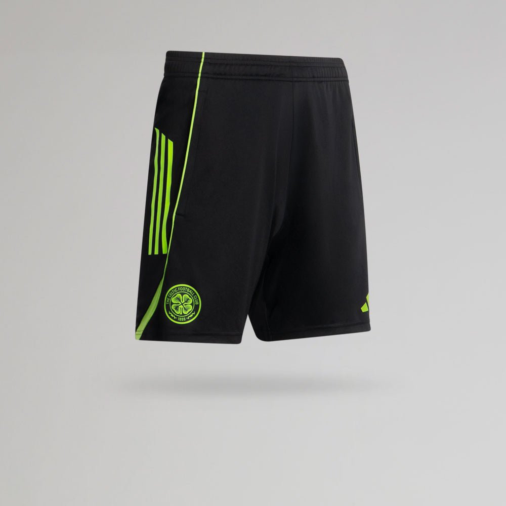 adidas Celtic Junior 2025/26 Black and Neon Green Training Shorts