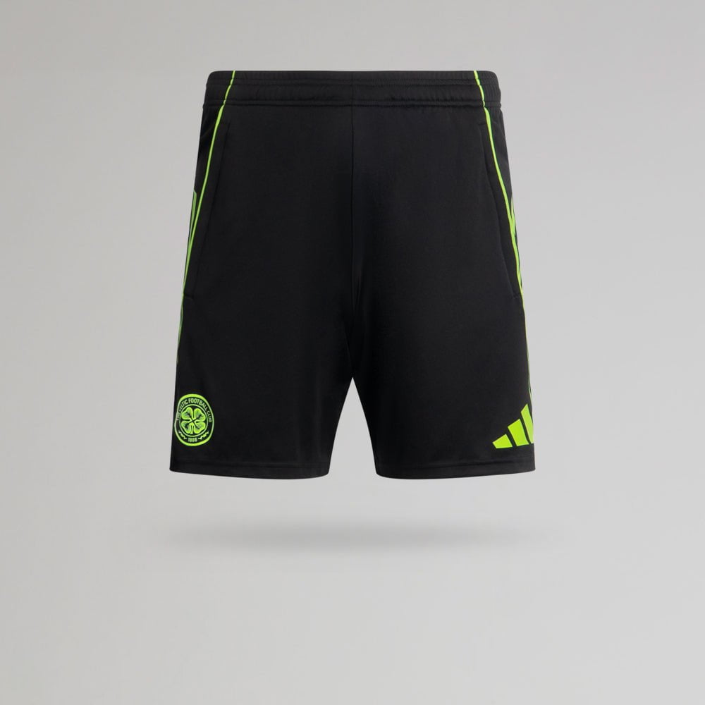 adidas Celtic Junior 2025/26 Black and Neon Green Training Shorts
