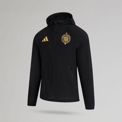 adidas Celtic Tiro Travel Black Full Zip Hooded Windbreaker