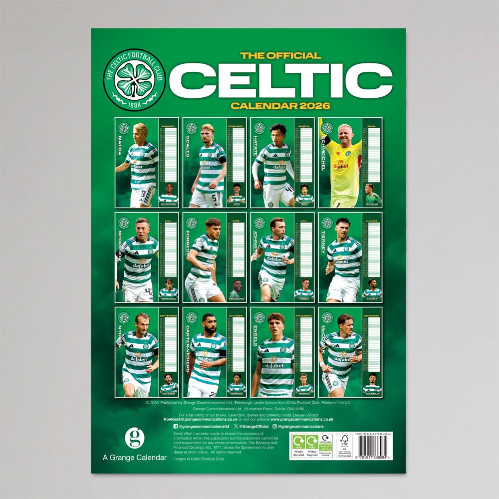 Celtic 2026 Player Calendar
