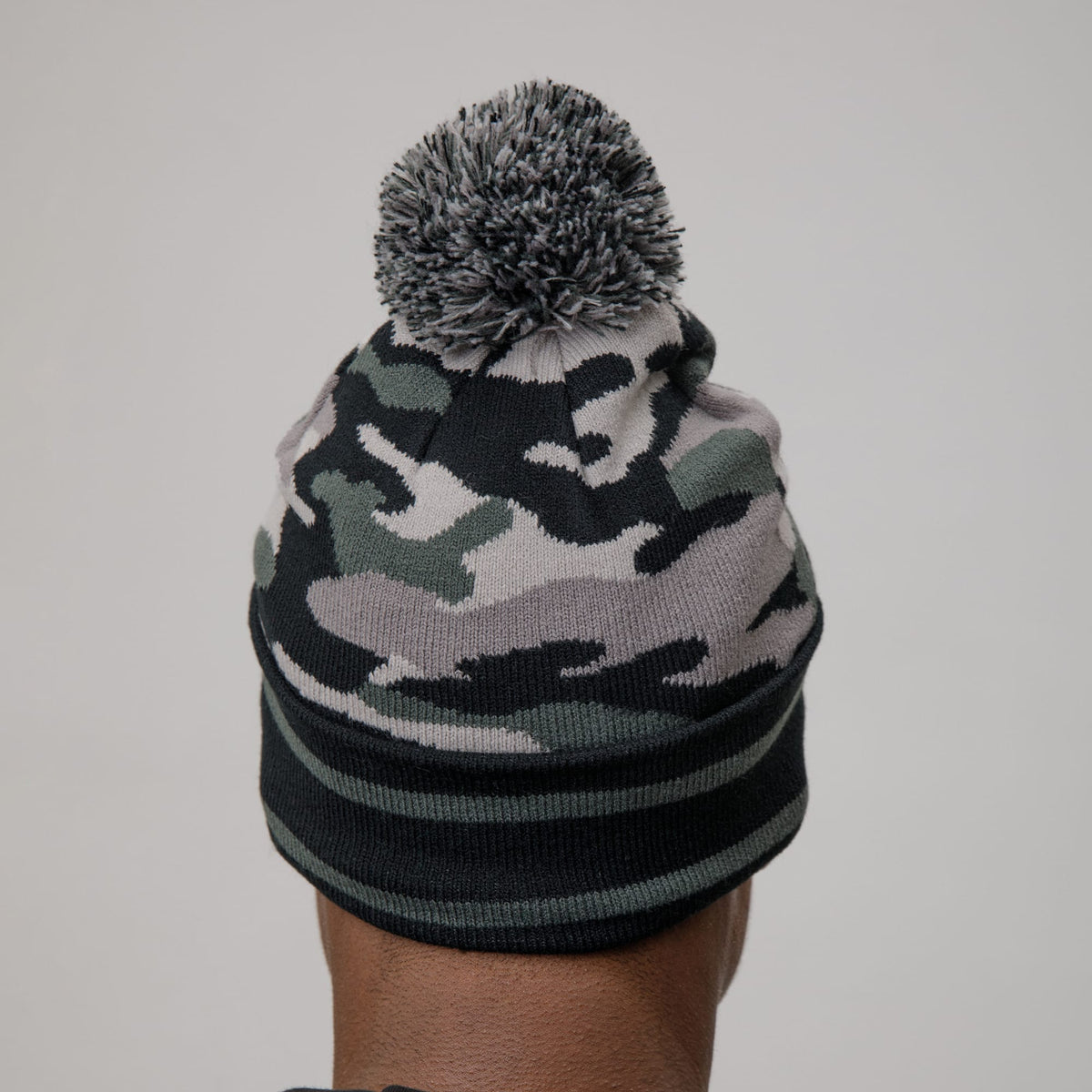 Celtic Adult Camo Print Black Pom Beanie