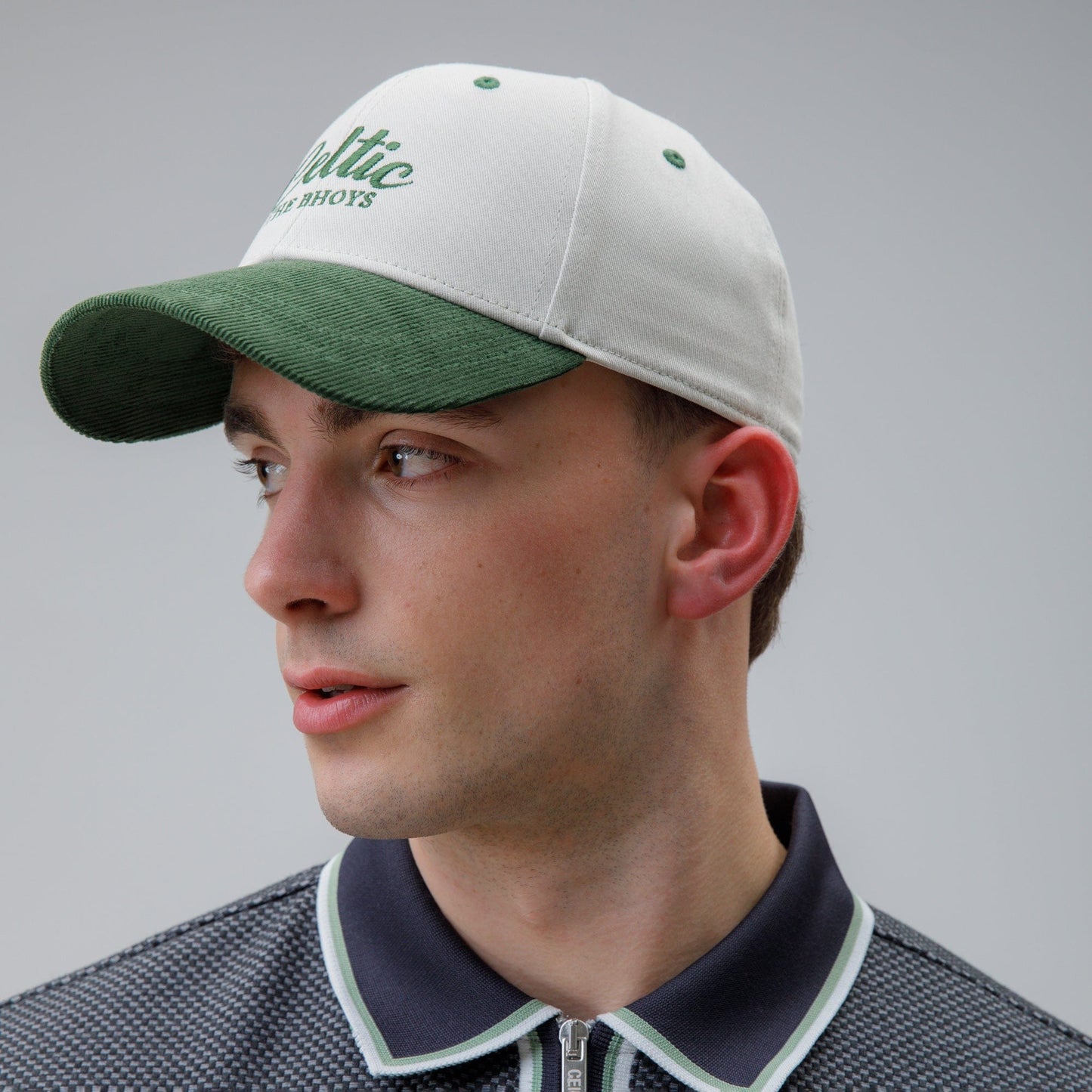 Celtic Adult Contrast Green and White Cord Cap