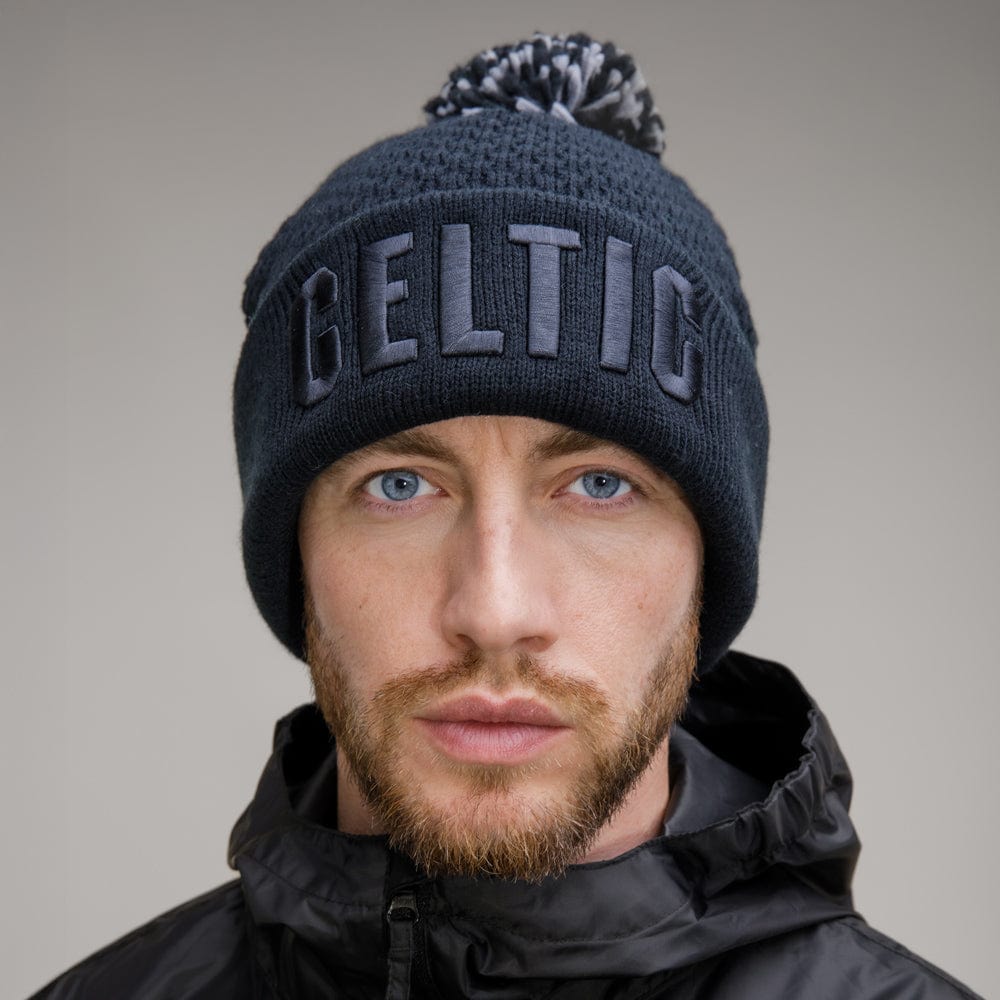 Celtic Black Tonal Pom Beanie