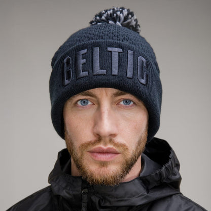 Celtic Black Tonal Pom Beanie