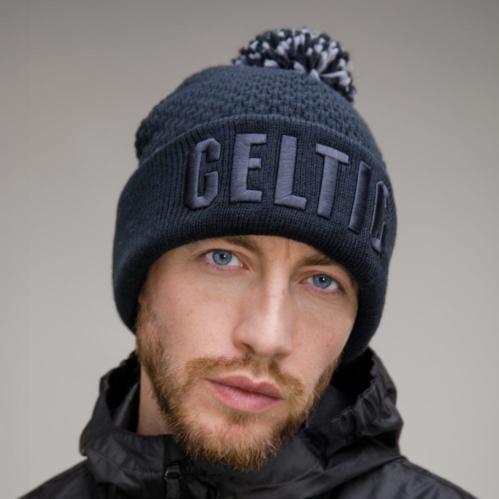 Celtic Black Tonal Pom Beanie