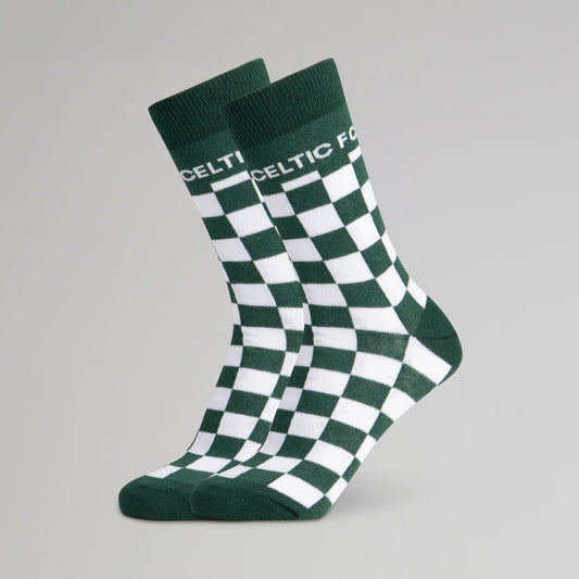 Celtic Checkerboard Print Green Socks