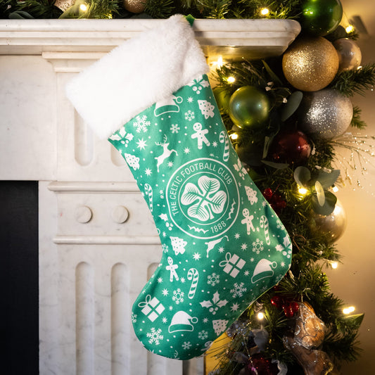 Celtic Christmas Print Green Stocking