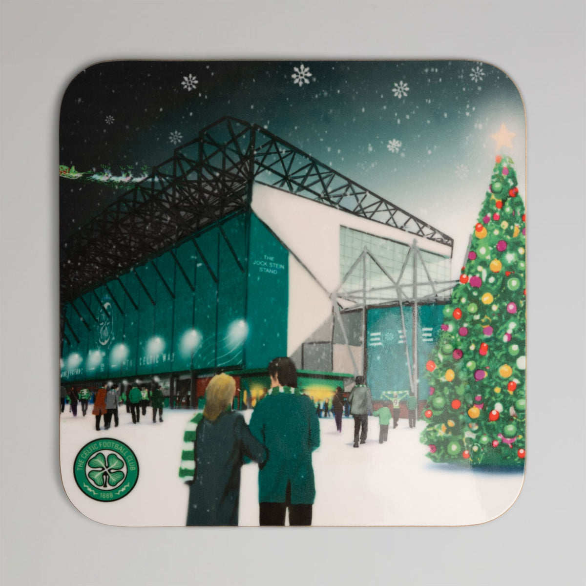 Celtic Christmas Snow Scene Print Coaster