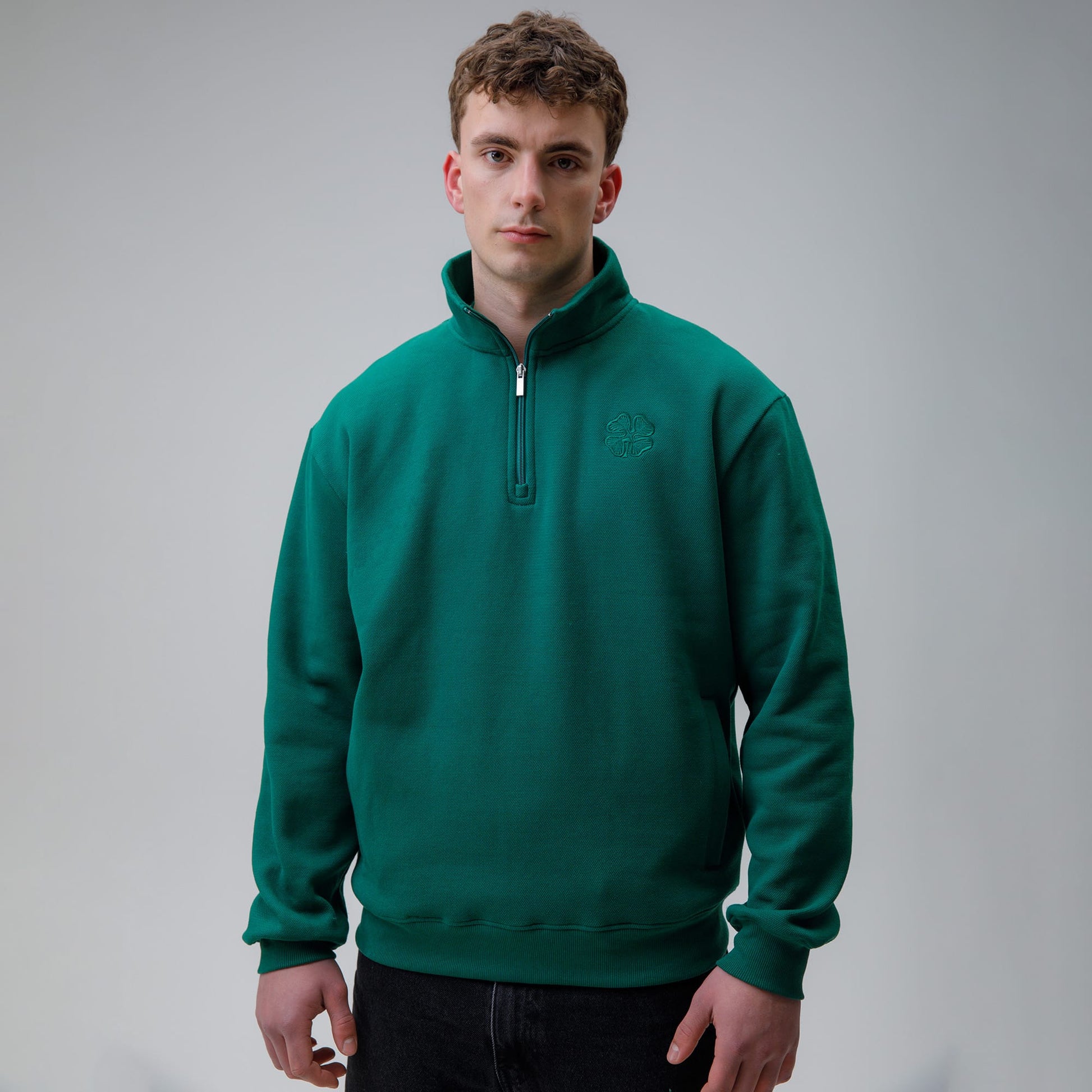 Celtic Clover Men's Dark Green Quarter Zip