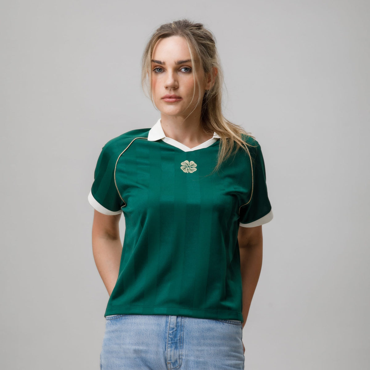 Celtic Clover Women's Cropped Green Football Jersey