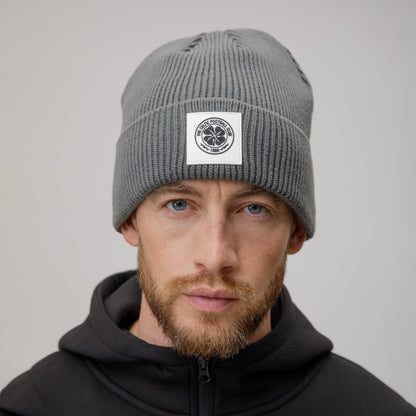 Celtic Crest Adult Ribbed Knit Grey Beanie