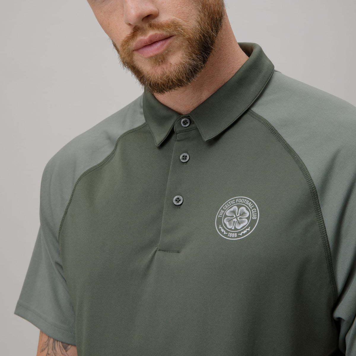 Celtic Crest Men's Sage Panel Polo Shirt
