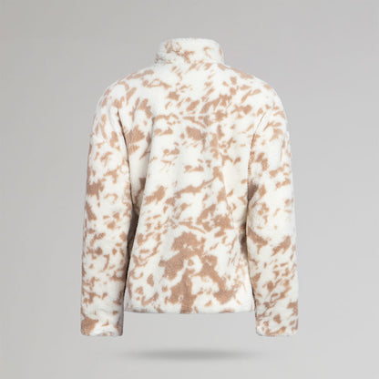 Celtic Crest Women's White Beige Print Quarter Zip Fleece