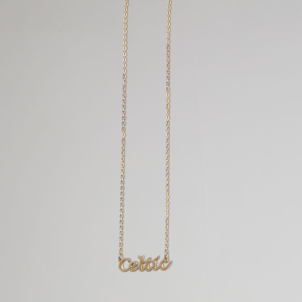 Celtic Gold Plated Text Necklace
