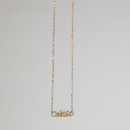 Celtic Gold Plated Text Necklace