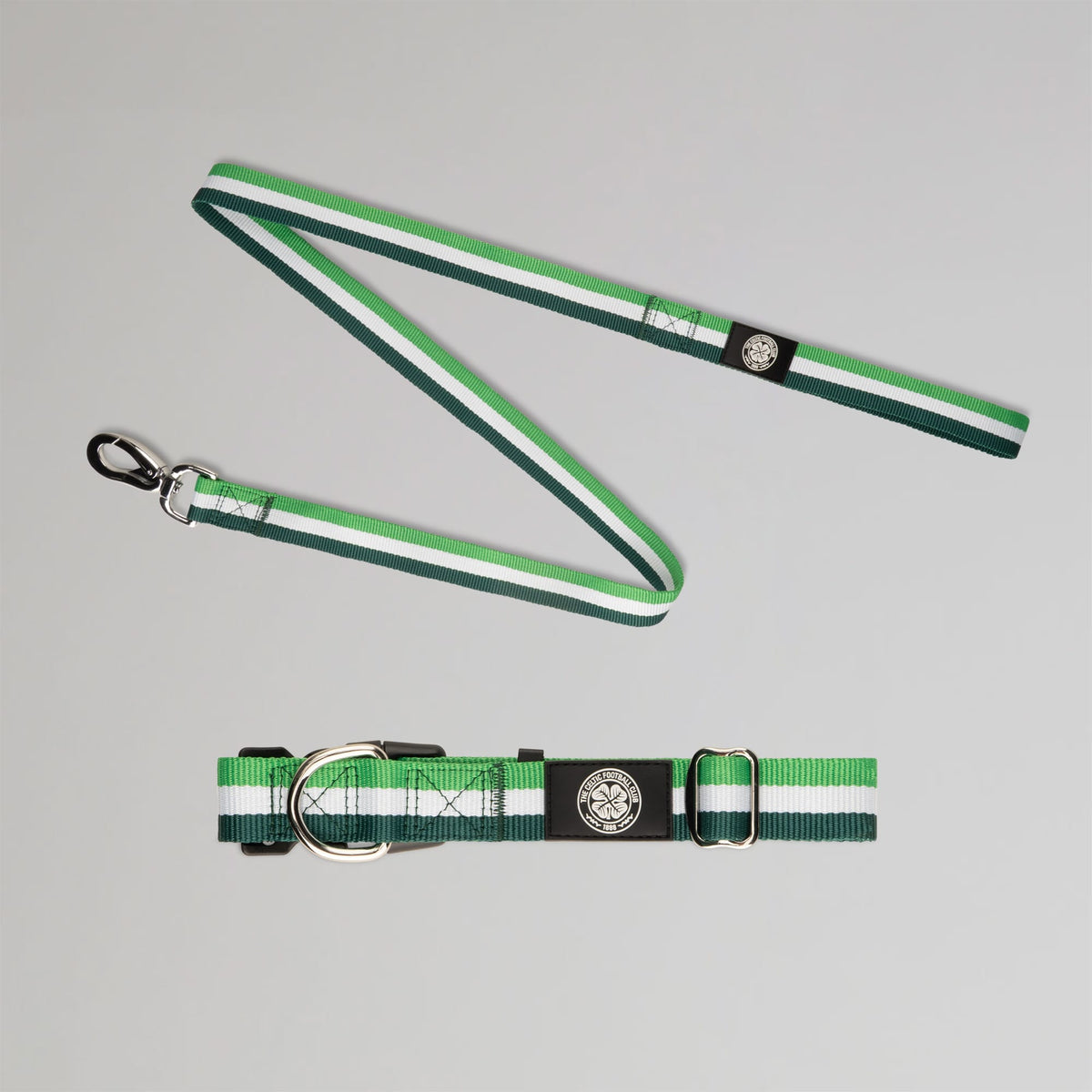 Celtic Green Stripe Dog Collar and Lead Set