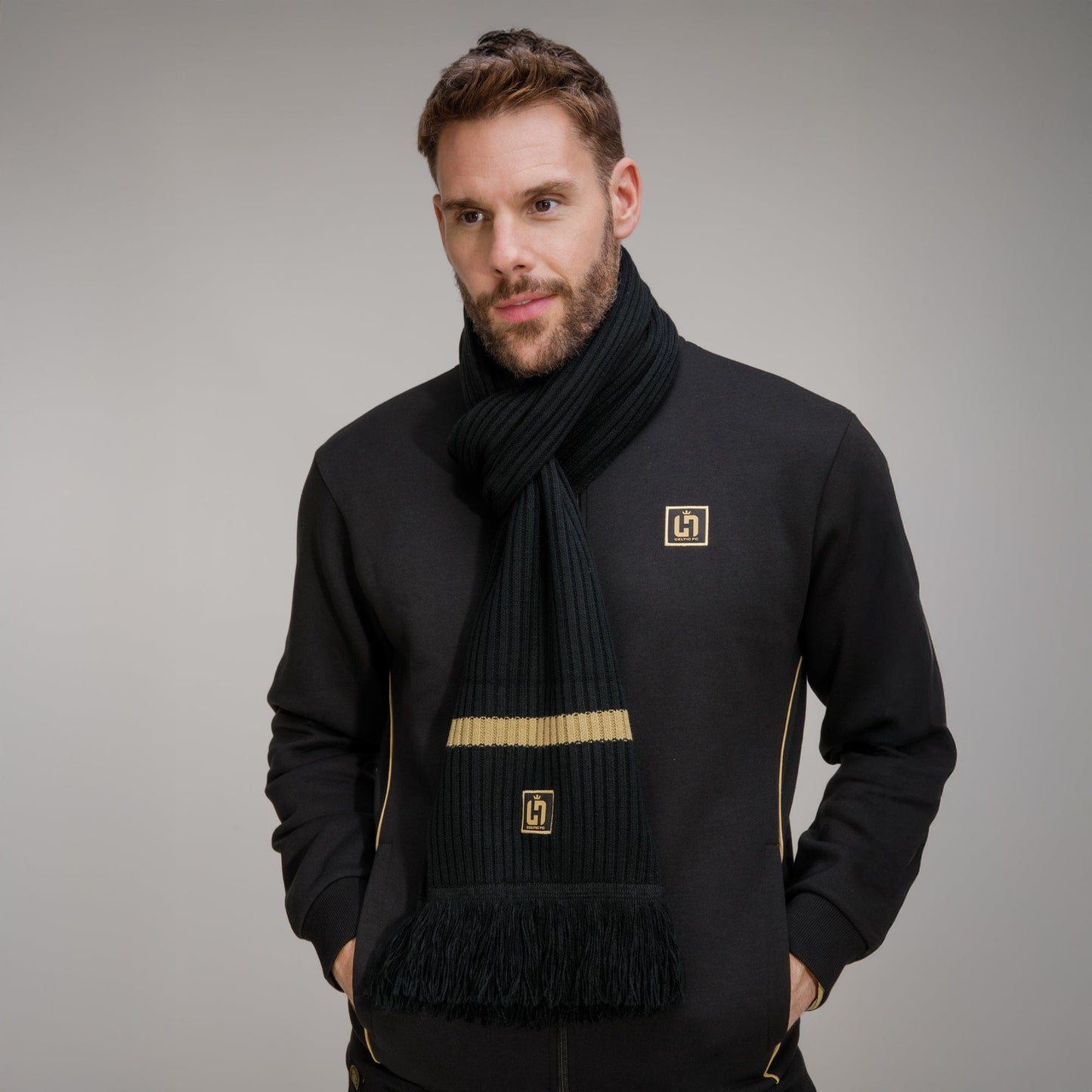 Celtic Henrik Larsson Black Ribbed Scarf