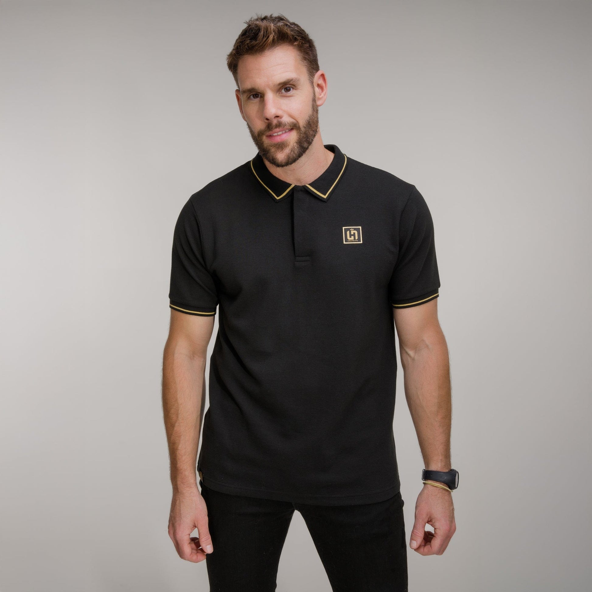 Celtic Henrik Larsson Black Tipped Polo Shirt