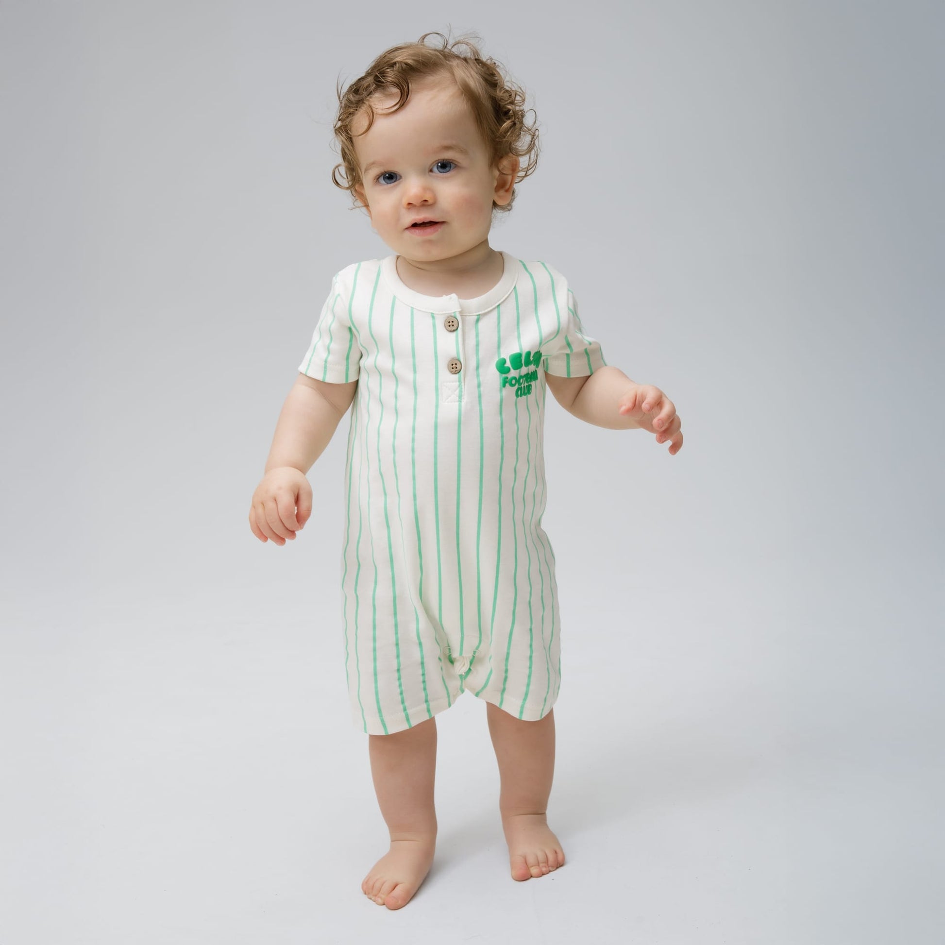 Celtic Infant Green Pinstripe Romper