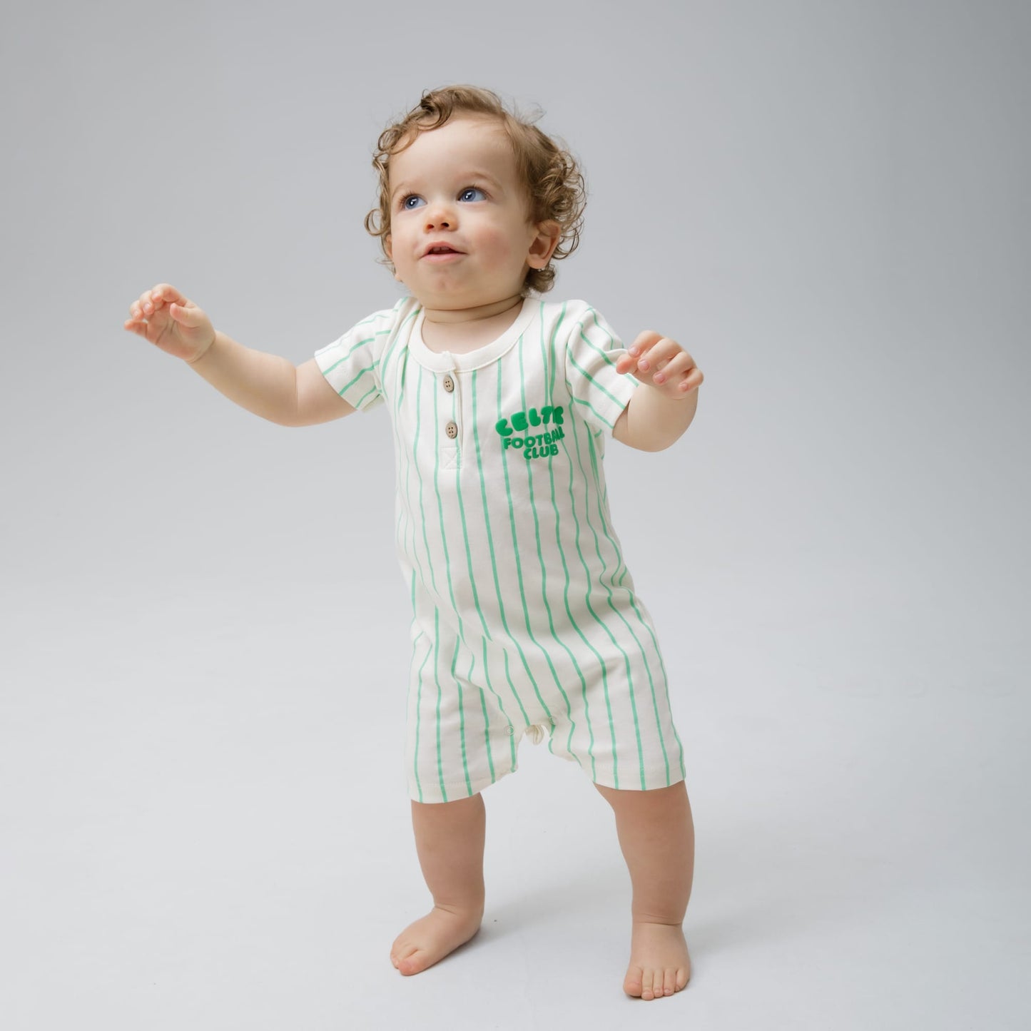 Celtic Infant Green Pinstripe Romper