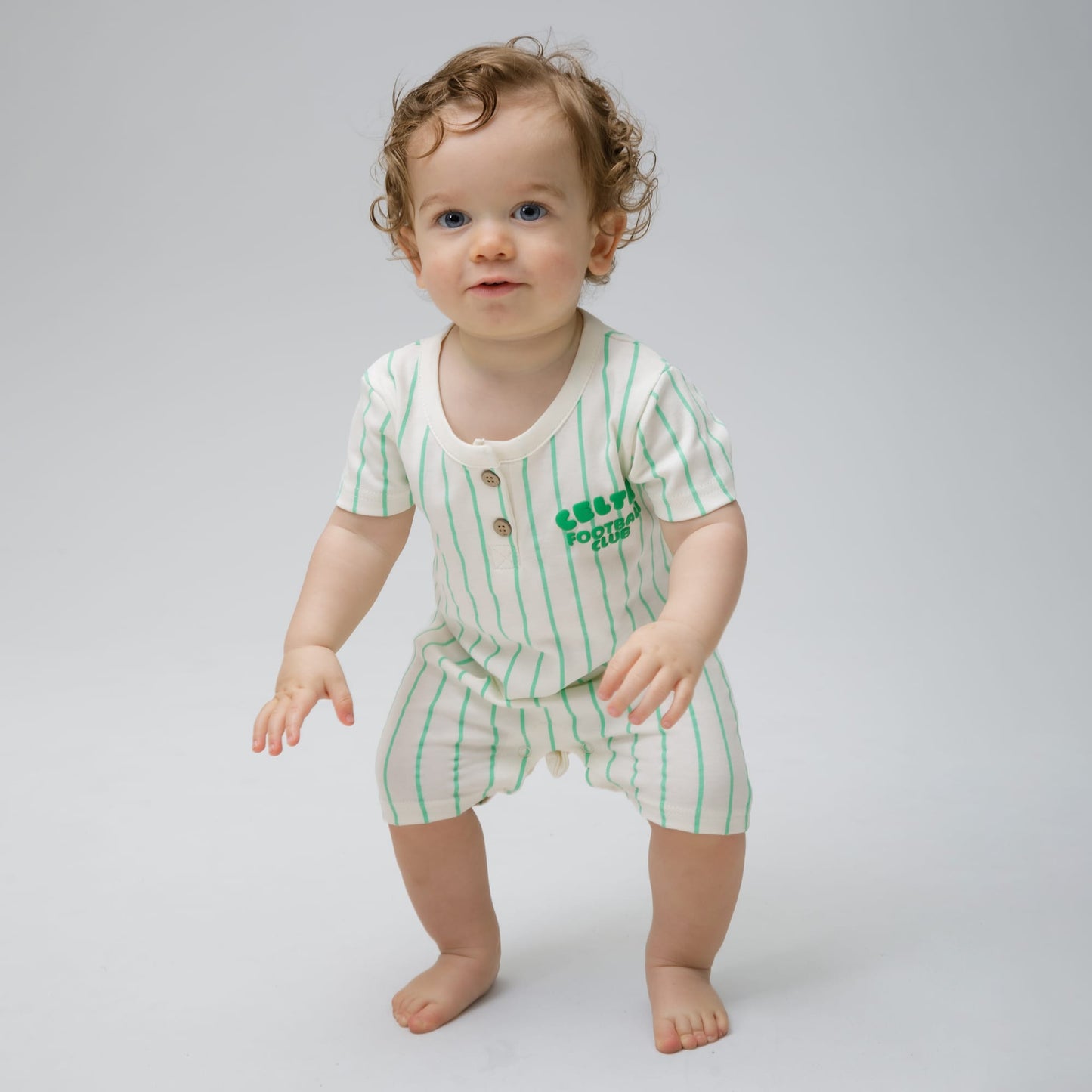 Celtic Infant Green Pinstripe Romper