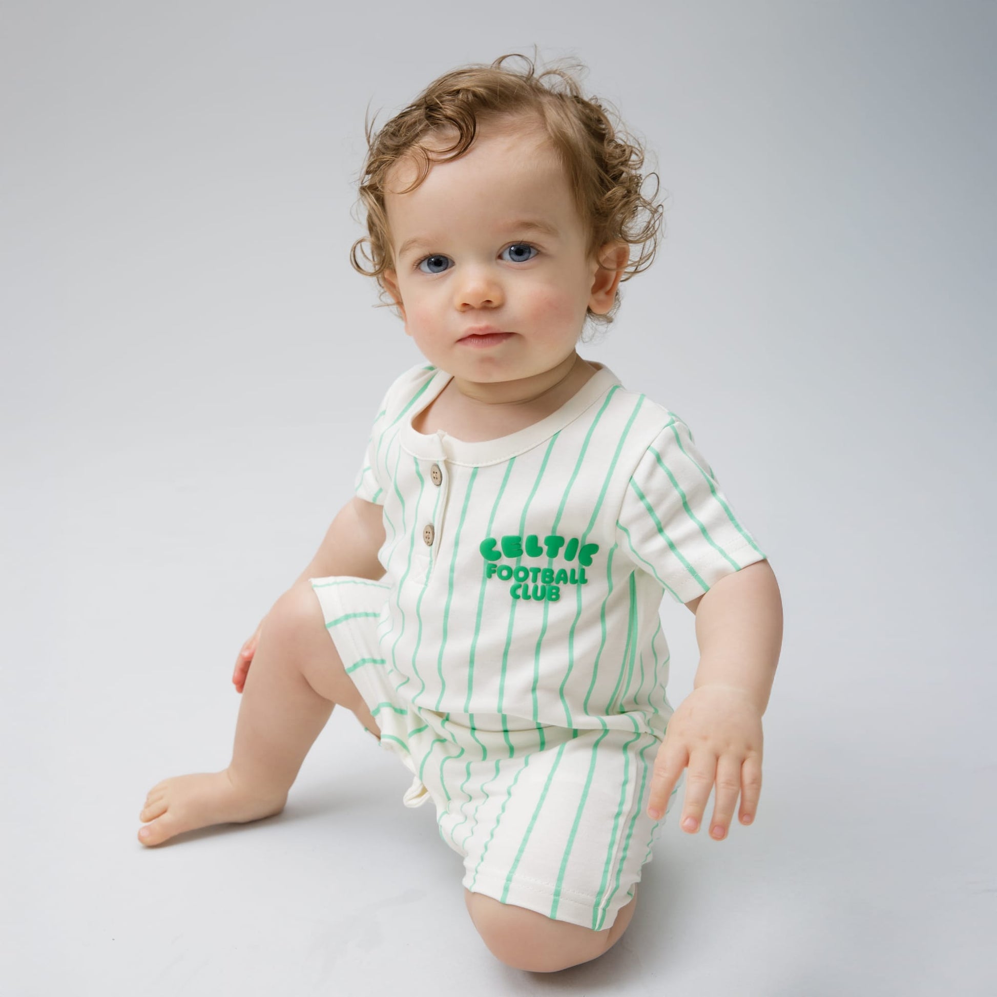 Celtic Infant Green Pinstripe Romper