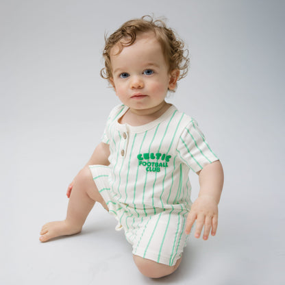 Celtic Infant Green Pinstripe Romper