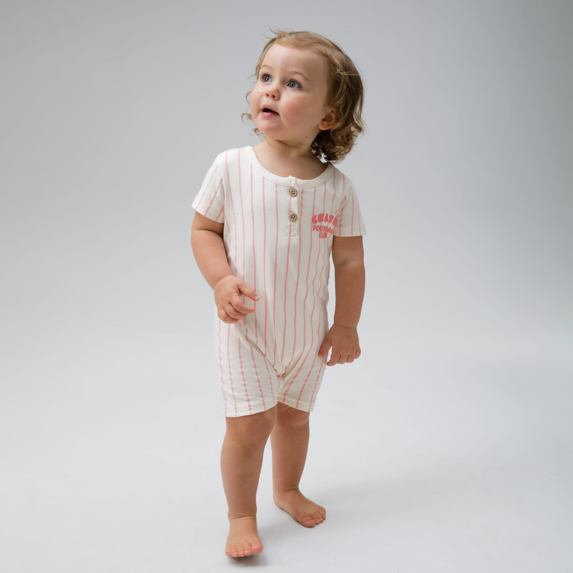 Celtic Infant Pink Pinstripe Romper